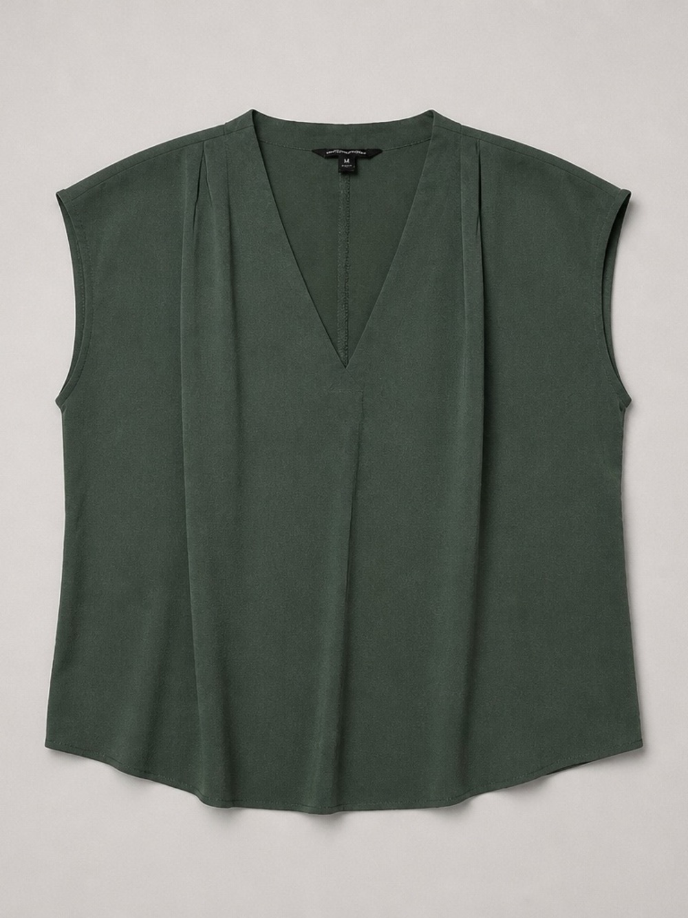 Banana Republic Deep Green V-Neck Cap-Sleeve Blouse